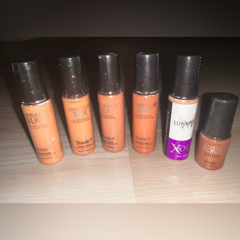 6 New LUMINESS Air Silk Airbrush Foundations Shade 3,4,5-X-Out Concealer-Bronzer